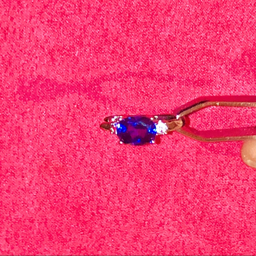 Blue Sapphire w/White Sapphire Earrings